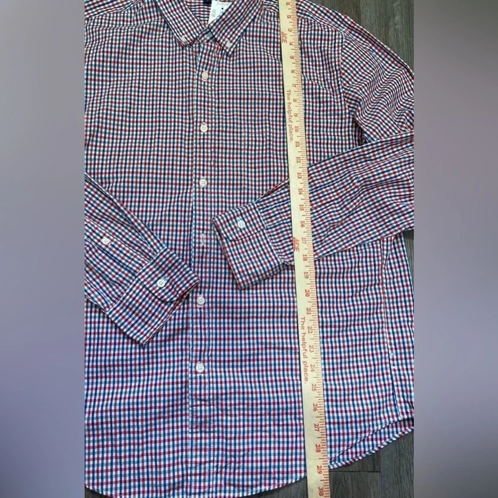J. Crew Men's Slim Fit Woven Button Shirt Cotton Red Blue Plaid Check XL 06134